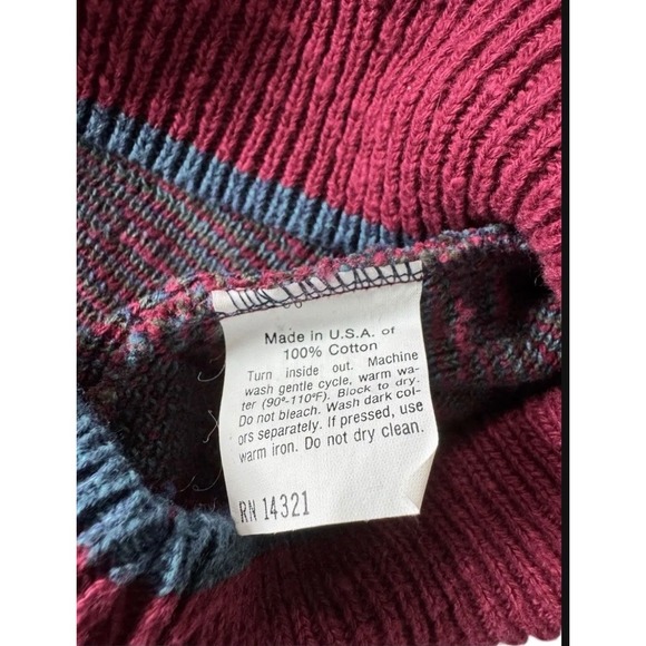 Vtg Chaps Ralph Lauren Men's Cotton Geometric Pattern Crewneck Sweater Large USA - Picture 5 of 7